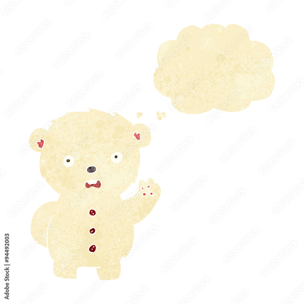 Fototapeta premium cartoon unhappy polar teddy bear with thought bubble