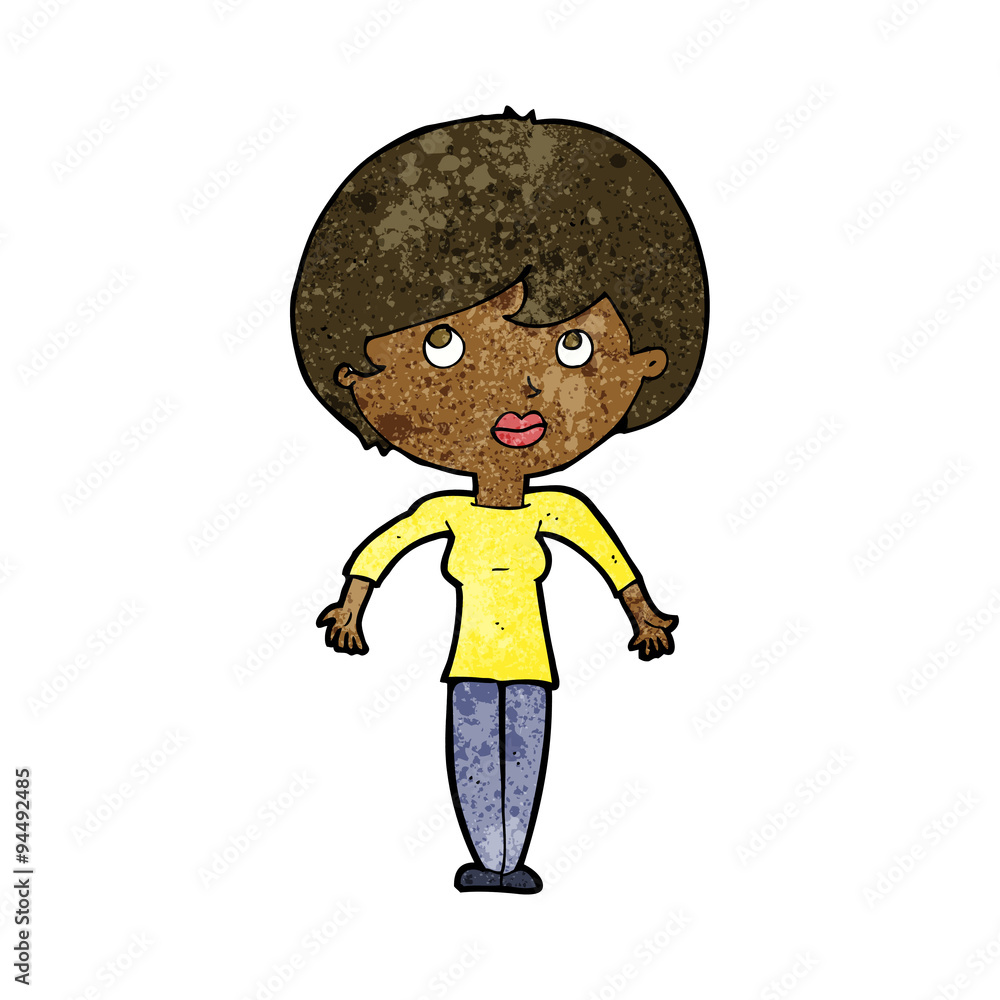 cartoon woman shrugging shoulders cartoon woman shrugging shoulders