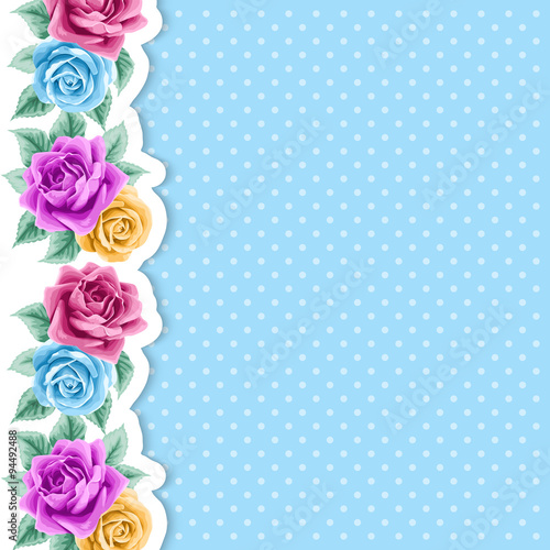 Polka dot background with roses