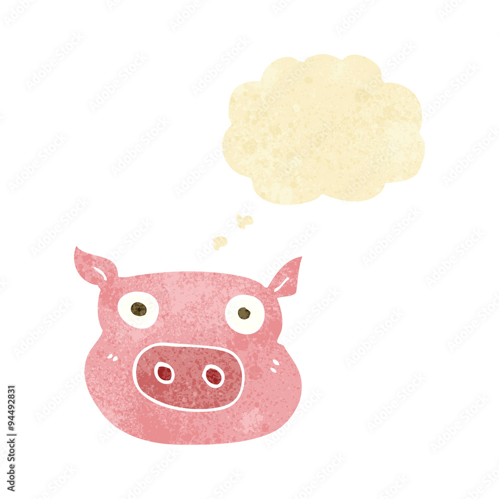 cartoon pig face with thought bubble cartoon pig face with thought bubble