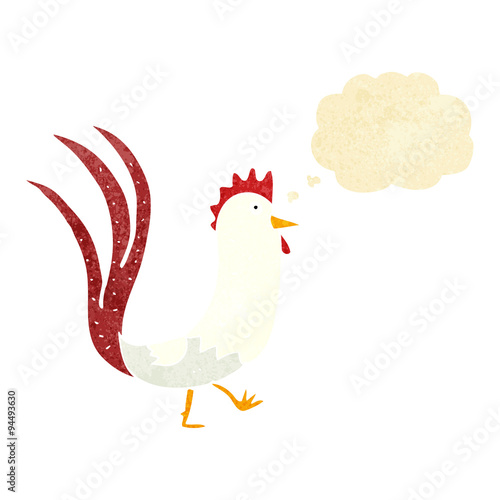 cartoon cockerel with thought bubble