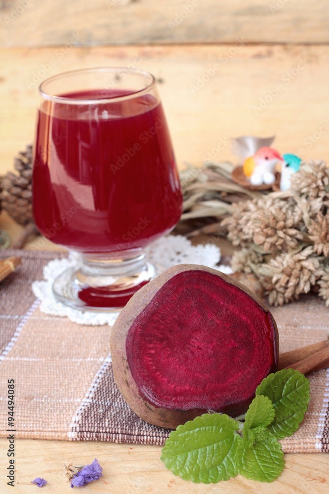 Fresh juicy beetroot and juice.