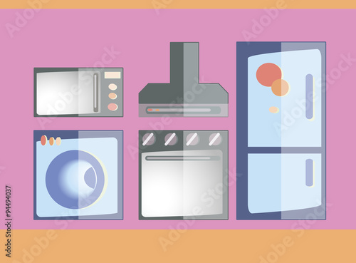 Set of household electronic elements. EPS10 Vector illustration.