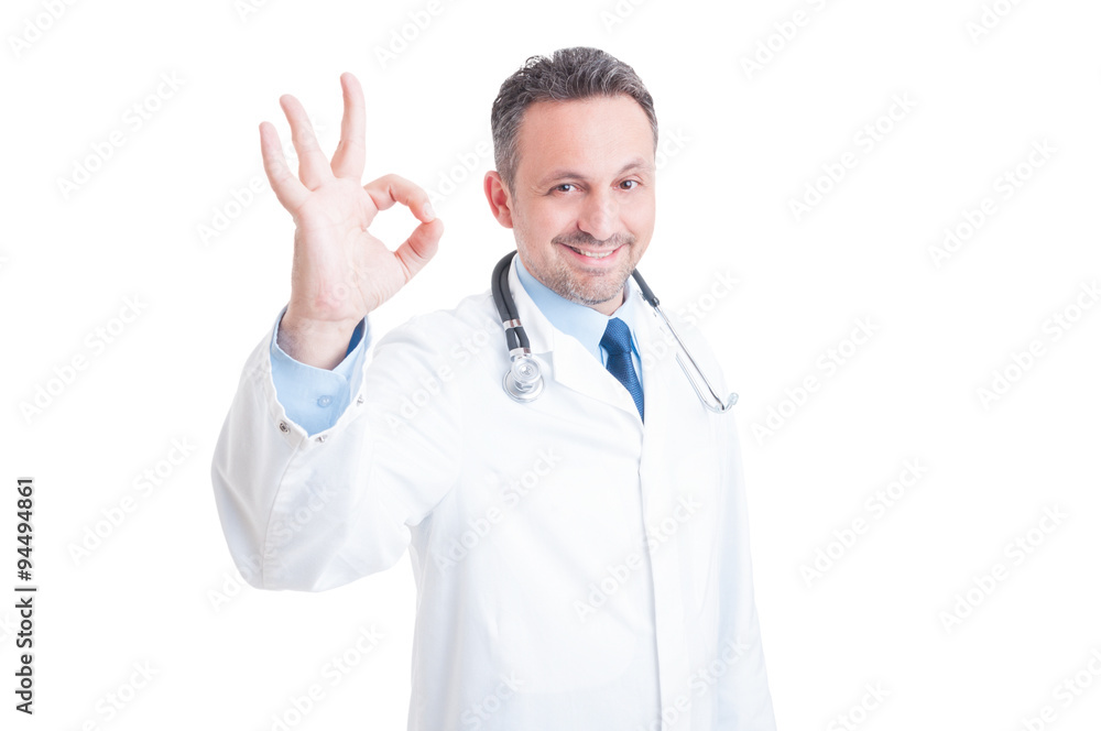 Medic or doctor showing perfect, ok, good or excellent gesture Medic or doctor showing perfect, ok, good or excellent gesture