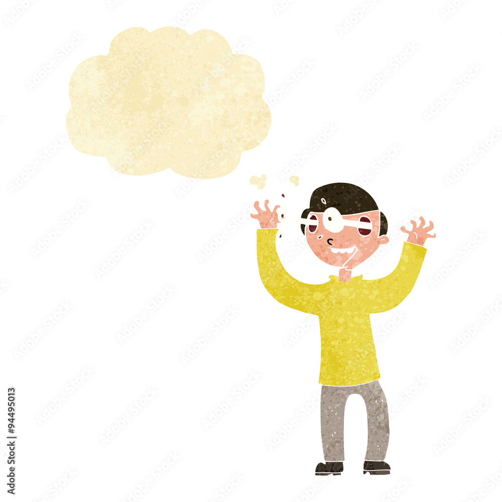 cartoon man with eyes popping out of head with thought bubble cartoon man with eyes popping out of head with thought bubble