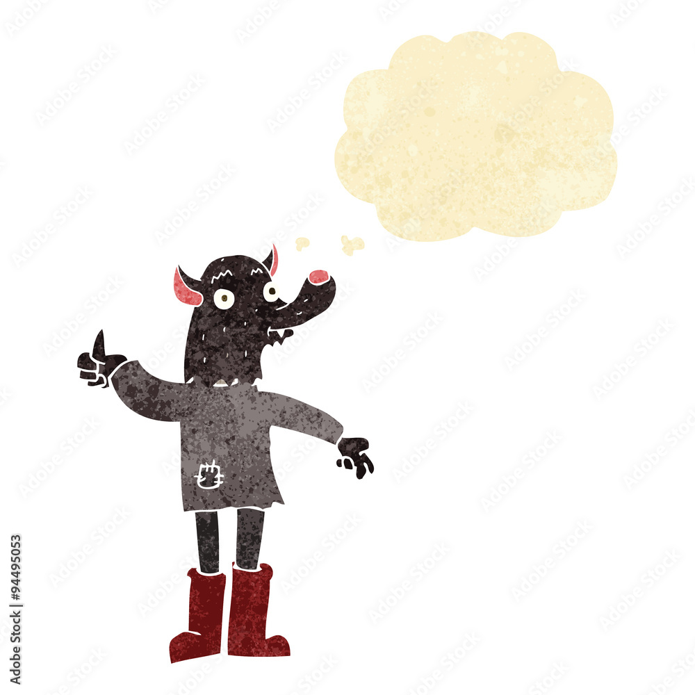 cartoon funny werewolf with thought bubble cartoon funny werewolf with thought bubble