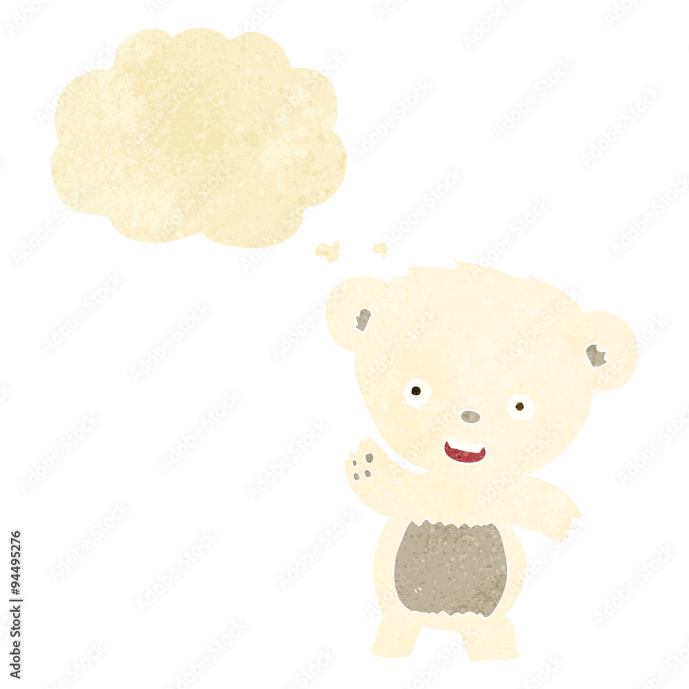cartoon waving polar bear with thought bubble cartoon waving polar bear with thought bubble