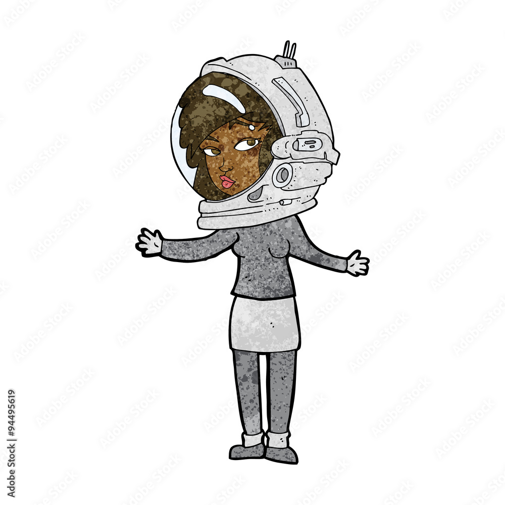 cartoon woman wearing astronaut helmet cartoon woman wearing astronaut helmet
