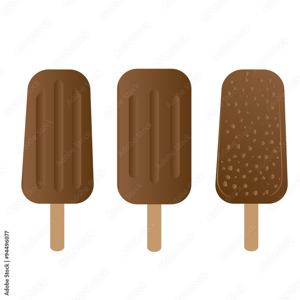 chocolate ice-cream dessert on wooden stick - vector illustration chocolate ice-cream dessert on wooden stick - vector illustration