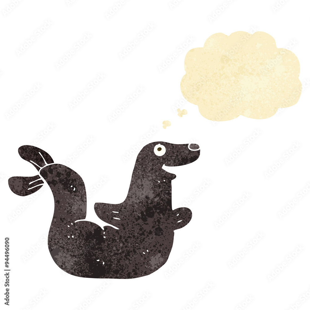 Obraz premium cartoon seal with thought bubble