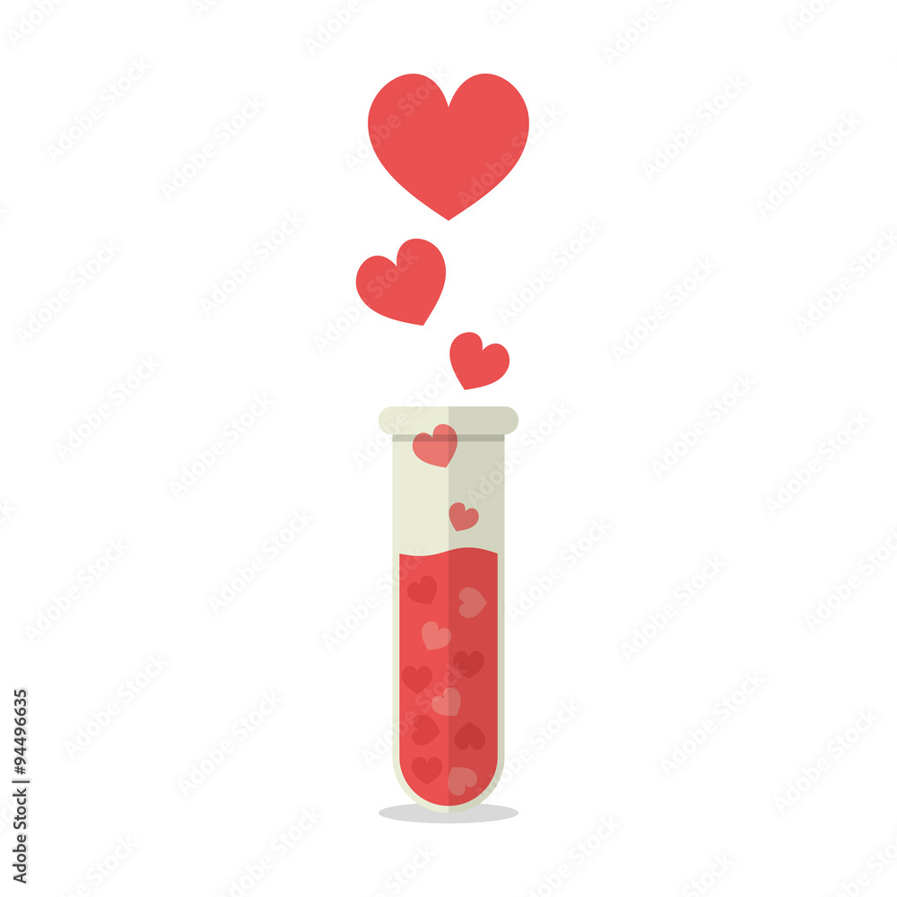 Heart Symbols coming out of a Test Tube Heart Symbols coming out of a Test Tube