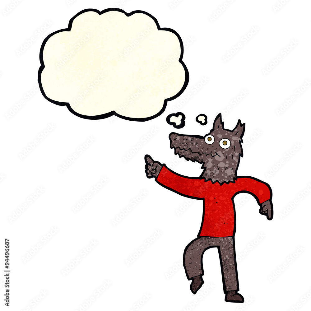 cartoon wolf man with thought bubble cartoon wolf man with thought bubble