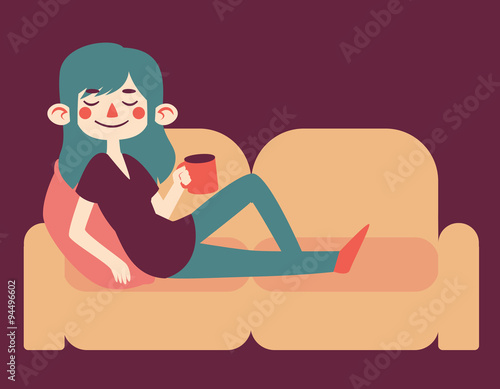 Cute Girl Relaxing on her Sofa