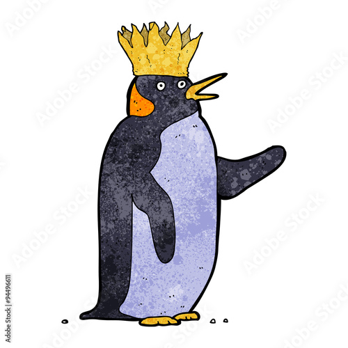 cartoon emperor penguin waving