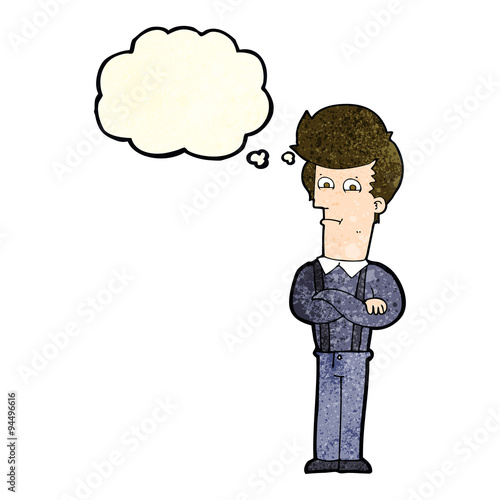 cartoon annoyed man with thought bubble