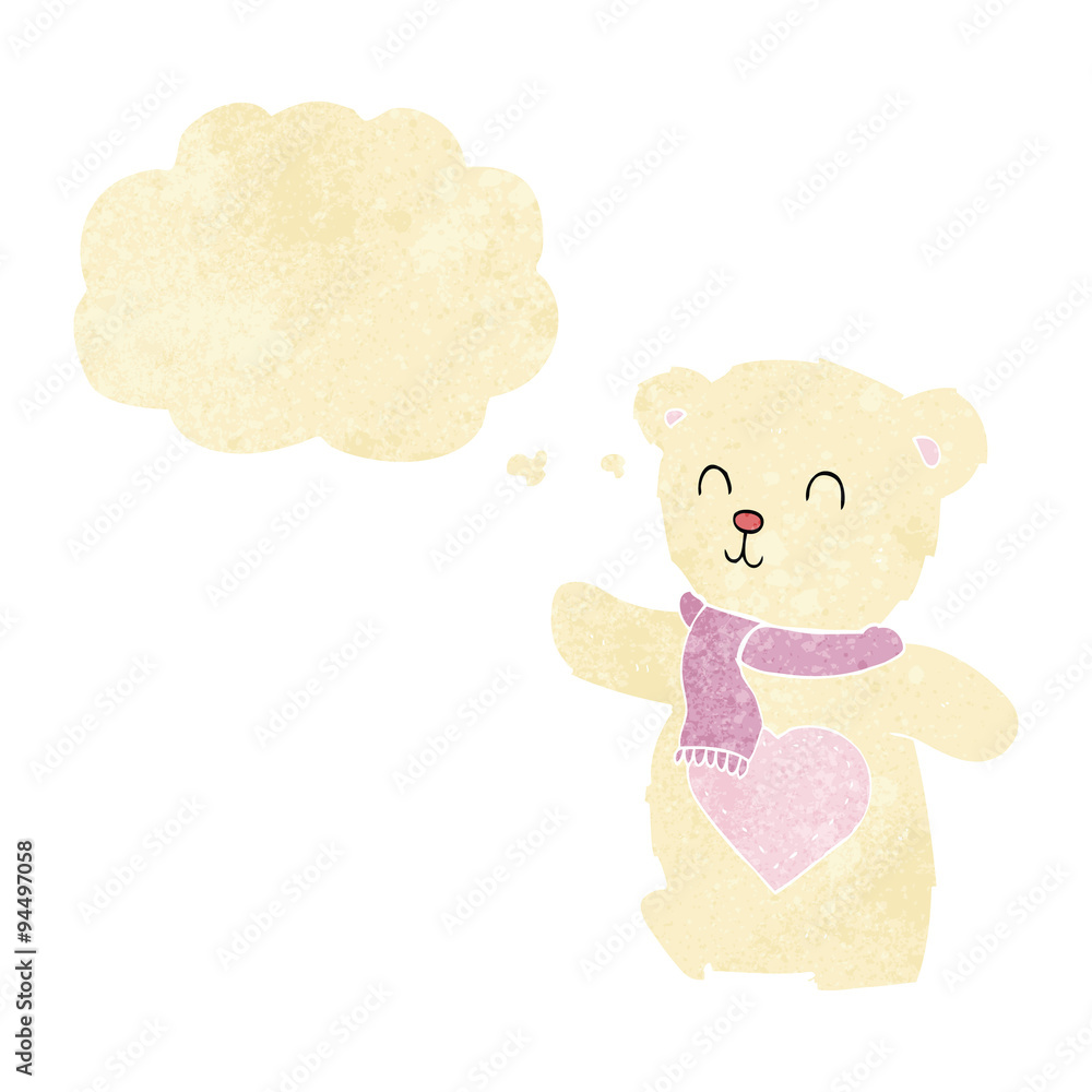cartoon white teddy bear with love heart with thought bubble cartoon white teddy bear with love heart with thought bubble