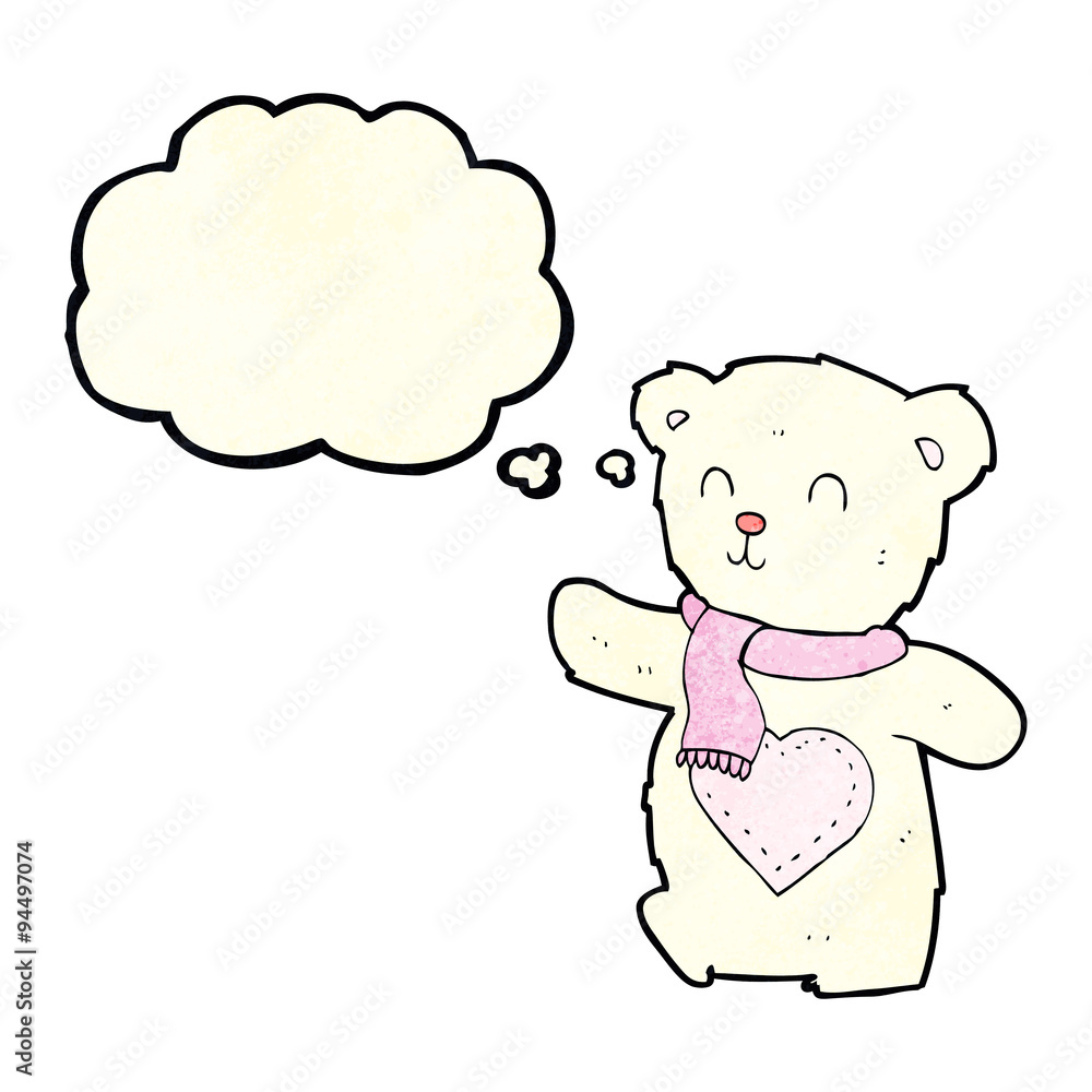 cartoon white teddy bear with love heart with thought bubble cartoon white teddy bear with love heart with thought bubble