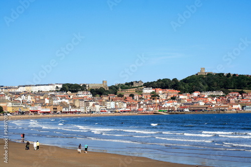 North Yorkshire Coastline Scarborough town and beach 