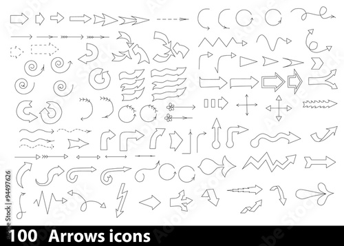 100 hand-drawn arrows icons