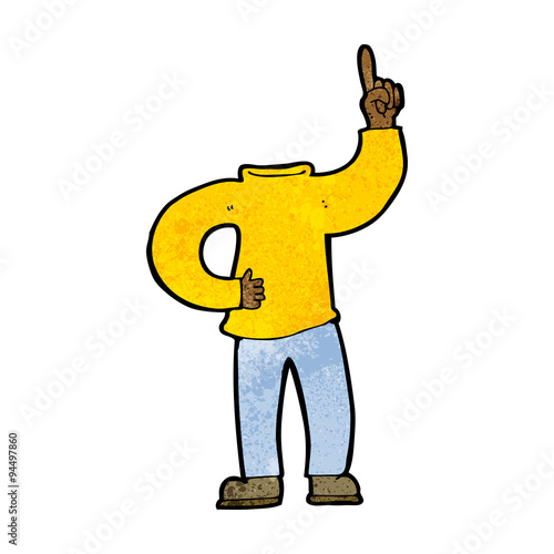 cartoon headless body with raised hand