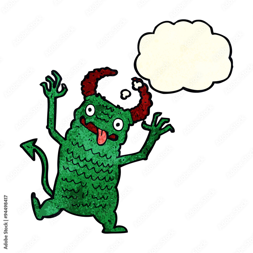 cartoon demon with thought bubble cartoon demon with thought bubble