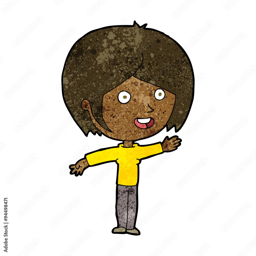 Fototapeta premium cartoon happy girl waving