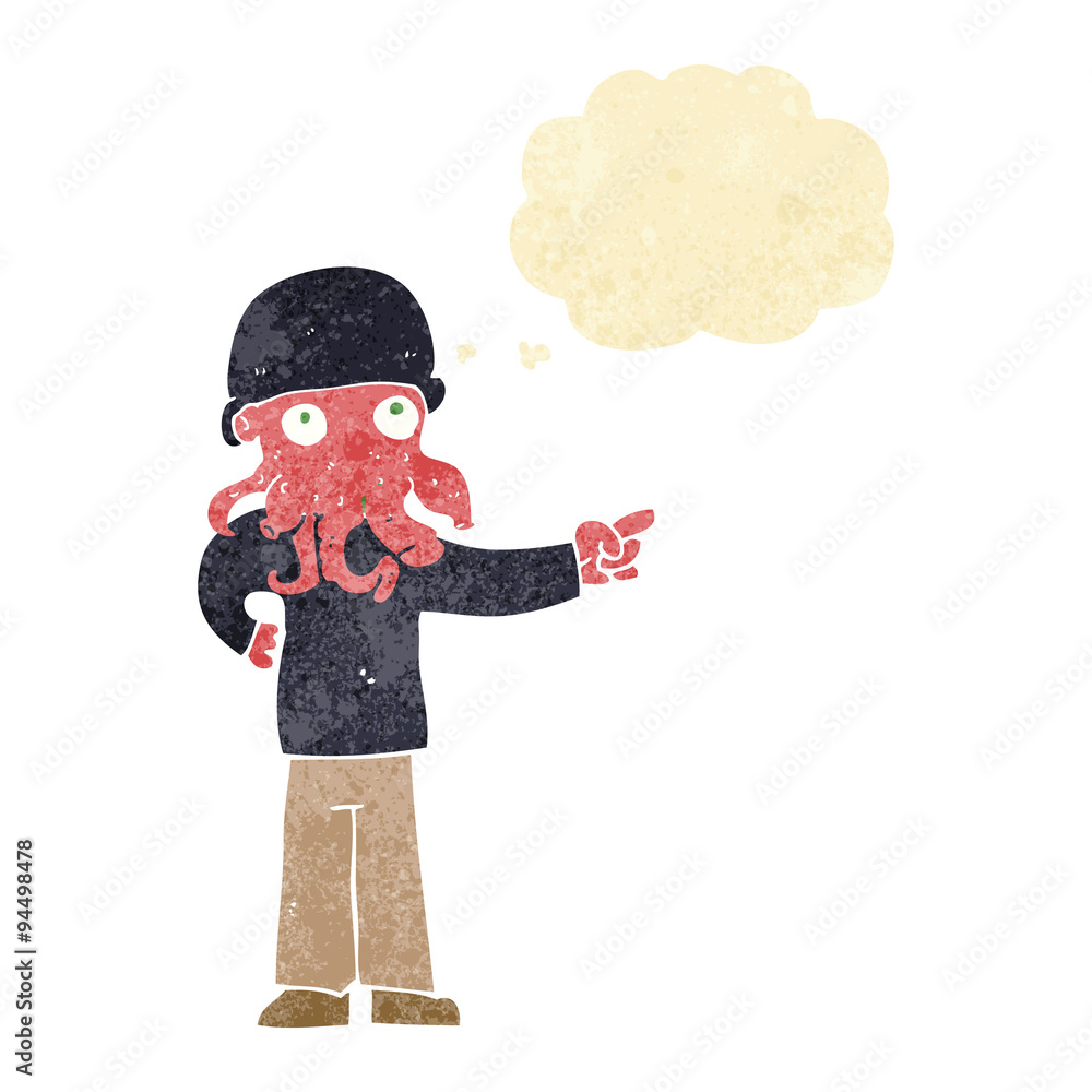 cartoon alien monster man with thought bubble cartoon alien monster man with thought bubble