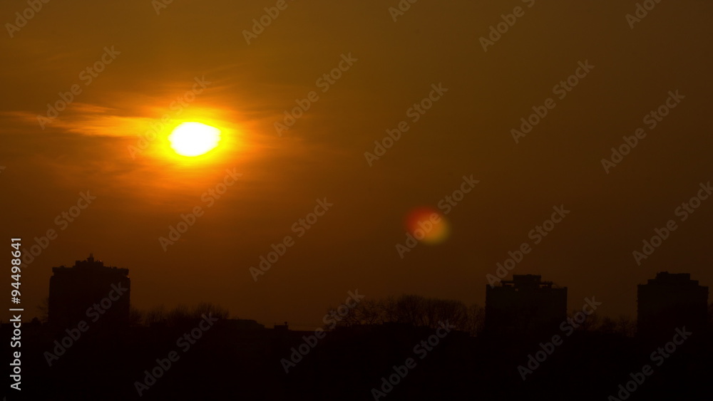 Red sunset in city buildings .4K (4096x2304) Time lapse without birds, RAW output Red sunset in city buildings .4K (4096x2304) Time lapse without birds, RAW output