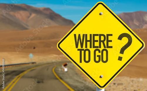 Slika na platnu Where To Go? sign on desert road