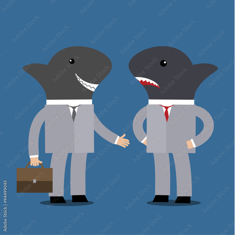 Concept of business shark - obrazy, fototapety, plakaty 