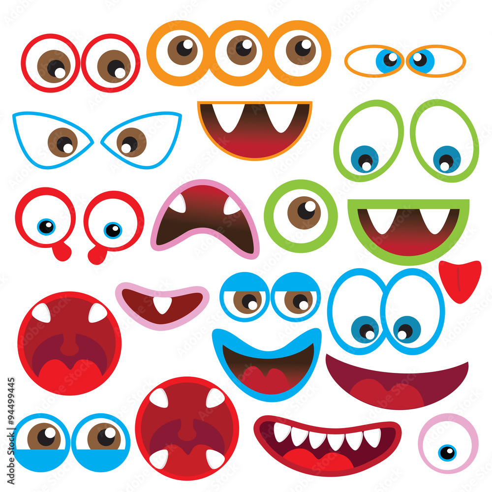 Monster eye and mouth vector illustration Monster eye and mouth vector illustration