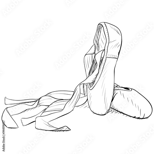 Hand-drawn style pointe shoes. EPS8 vector 