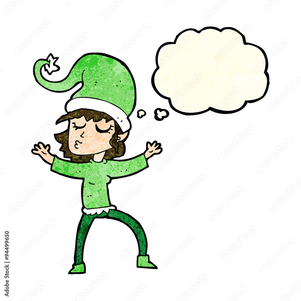 santa's helper cartoon with thought bubble santa's helper cartoon with thought bubble