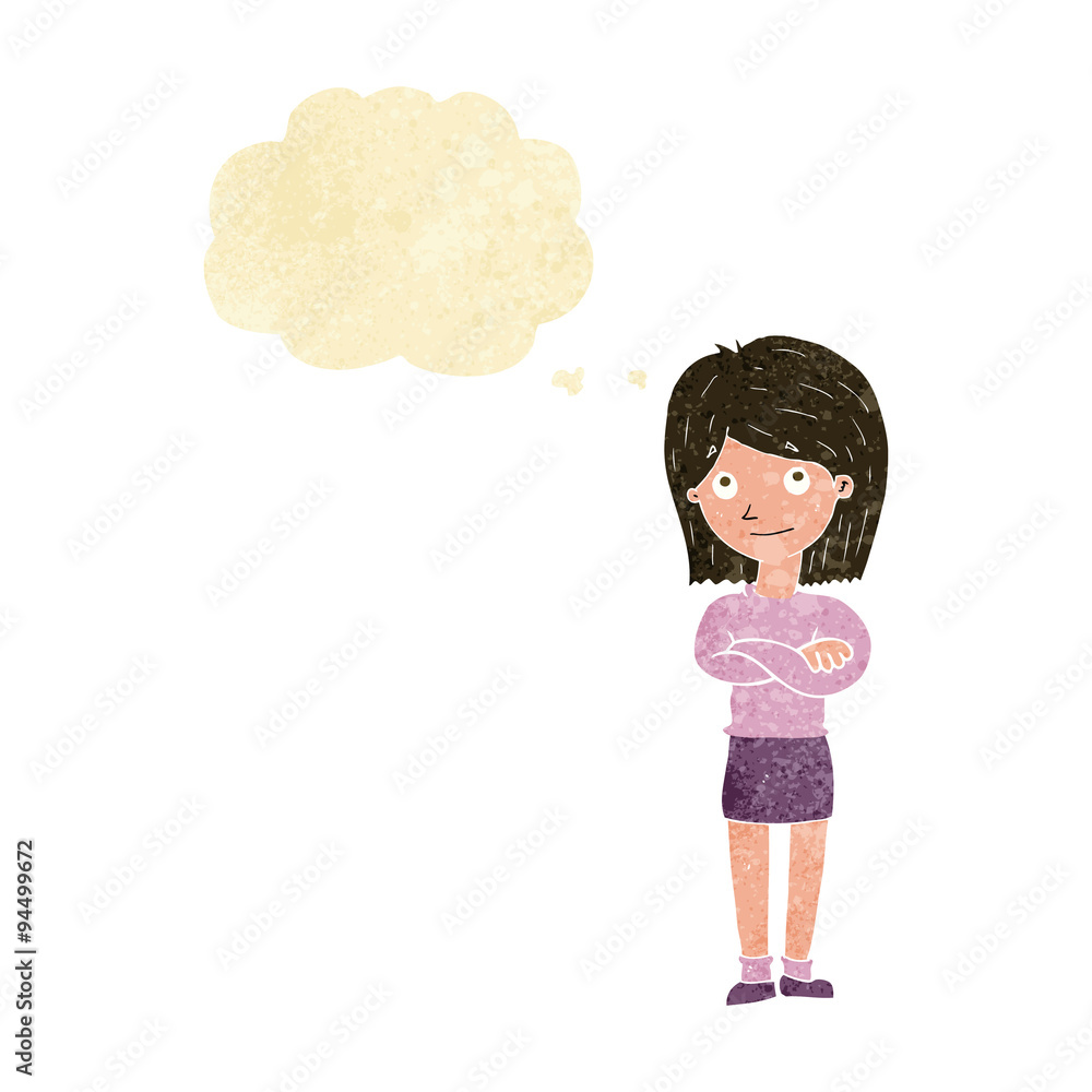 cartoon friendly girl rolling eyes with thought bubble cartoon friendly girl rolling eyes with thought bubble