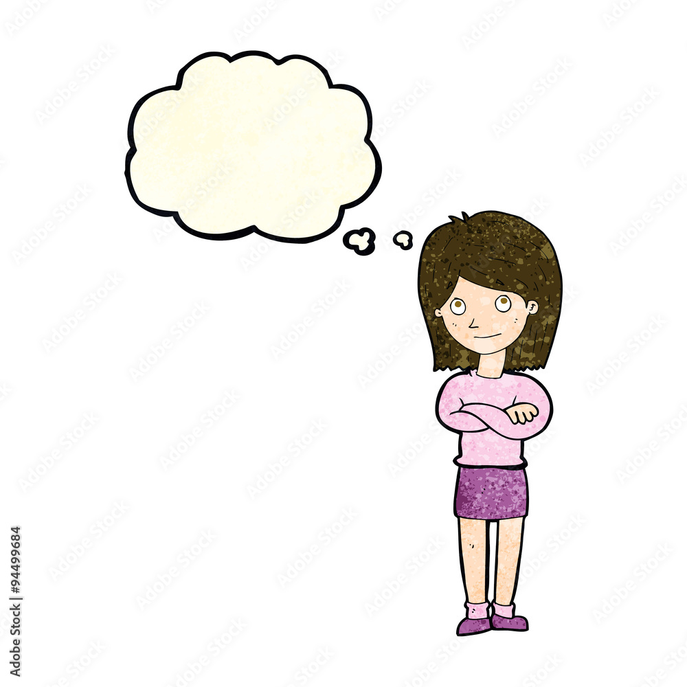 cartoon friendly girl rolling eyes with thought bubble cartoon friendly girl rolling eyes with thought bubble