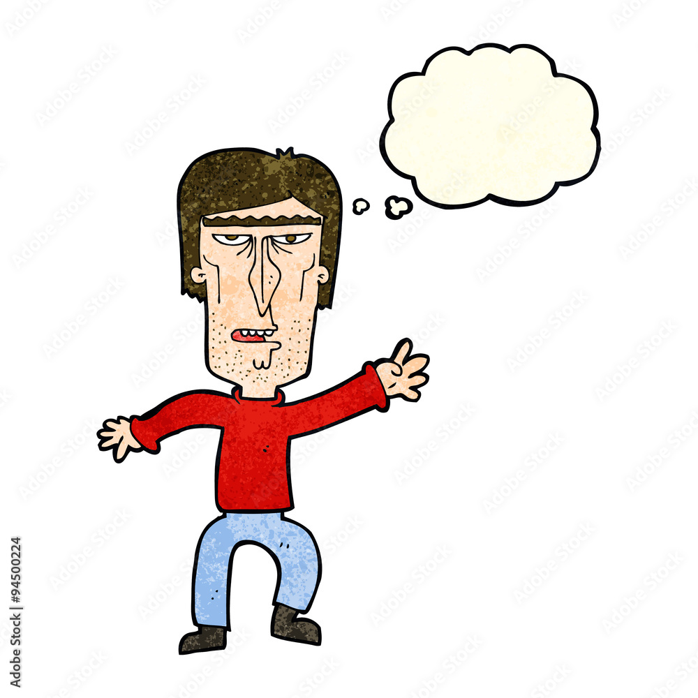cartoon angry man waving warning with thought bubble cartoon angry man waving warning with thought bubble