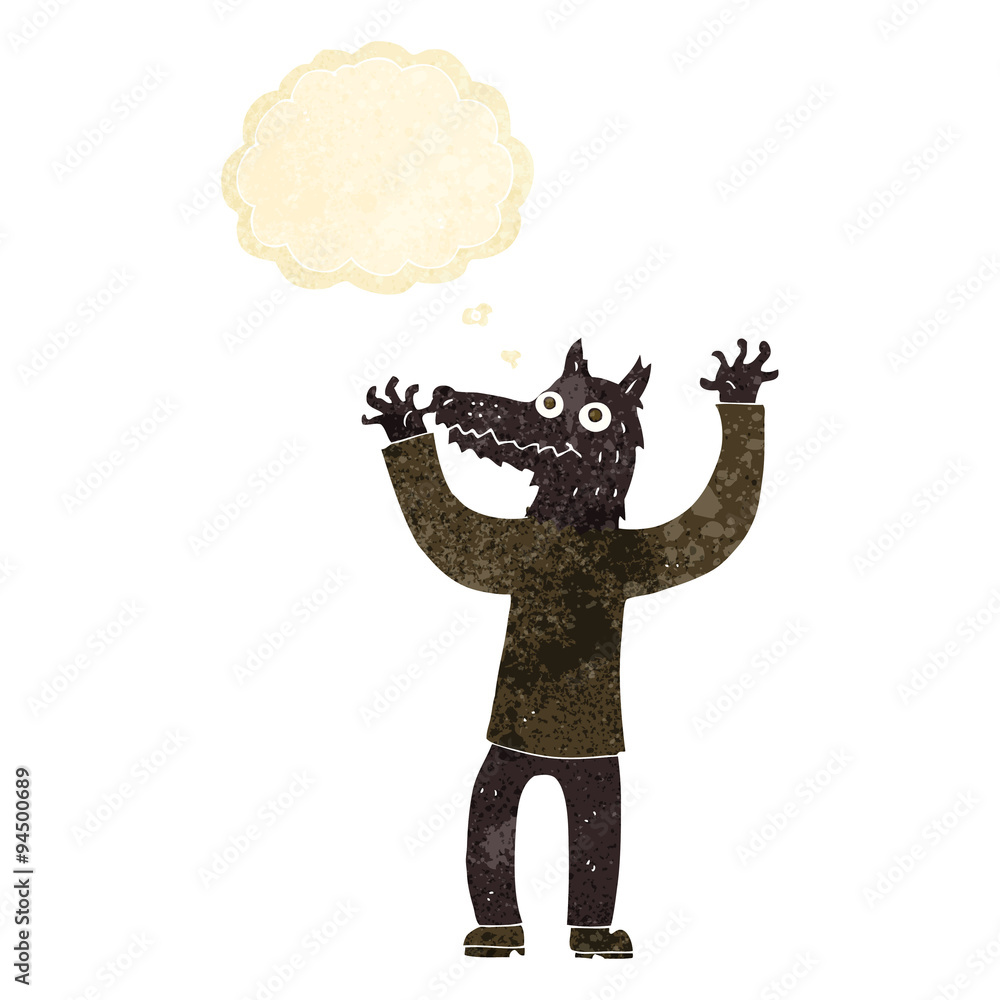 cartoon wolf man with thought bubble cartoon wolf man with thought bubble