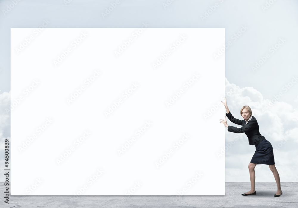 Woman with banner Woman with banner