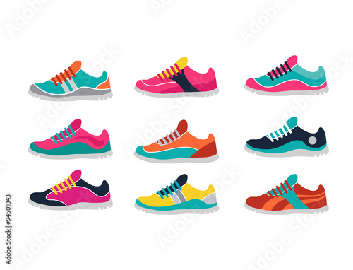 Vector running, sprort and gym shoes
