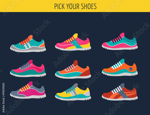 Vector running, sprort and gym shoes