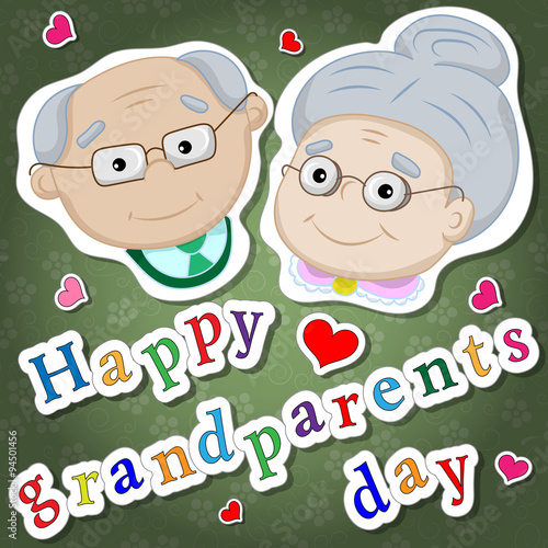 Greetings on grandparents day with the phrase and face of grandparents