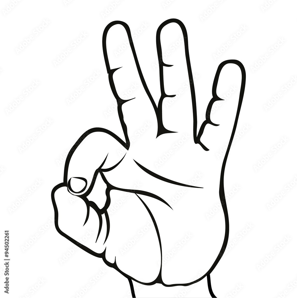 okay hand sign (ok hand symbol,emblem) outline vector Stock