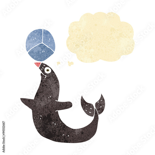 cartoon performing seal with thought bubble