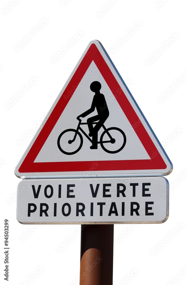 Panneau de signalisation de voie verte prioritaire Panneau de signalisation de voie verte prioritaire
