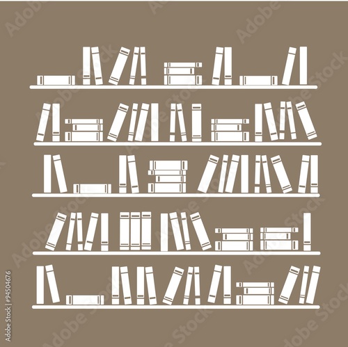 Book shelves vector illustration, colorful backgrounds. Education concept