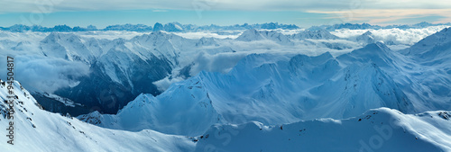 Dolomiten Alps winter view (Austria). Panorama. © wildman