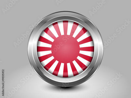 Flag of Japan. Metal Round Icon