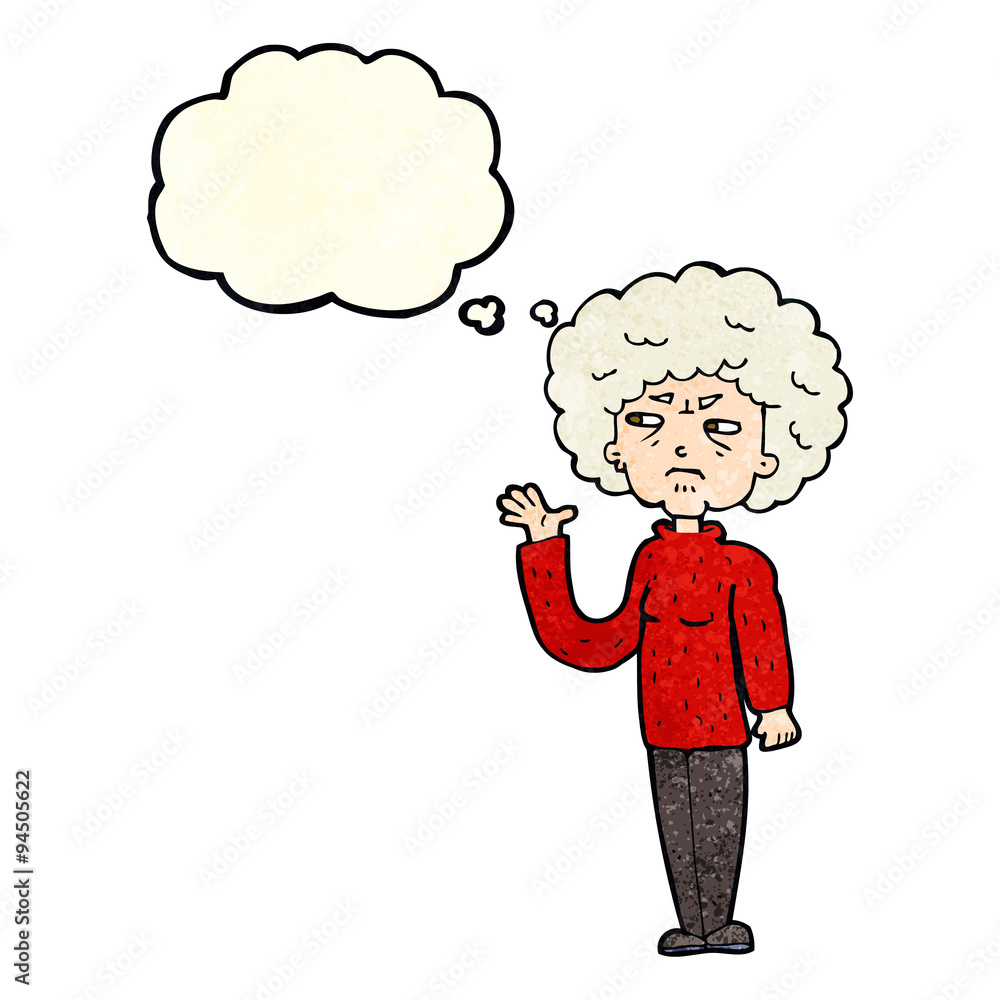 cartoon annoyed old woman waving with thought bubble cartoon annoyed old woman waving with thought bubble