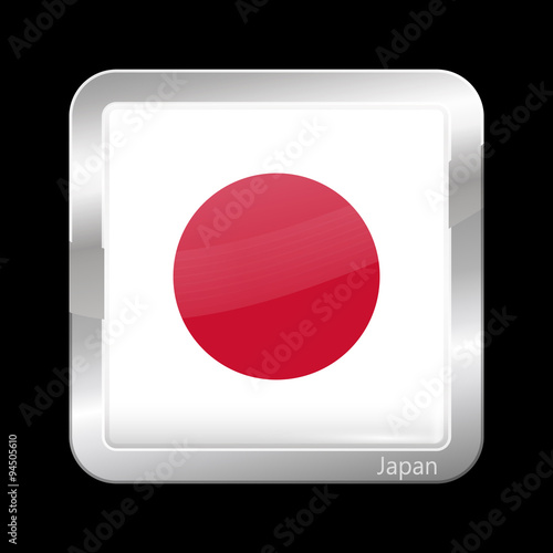 Free Download Flag of Japan. Metallic Icon Square Shape - GFXLoad