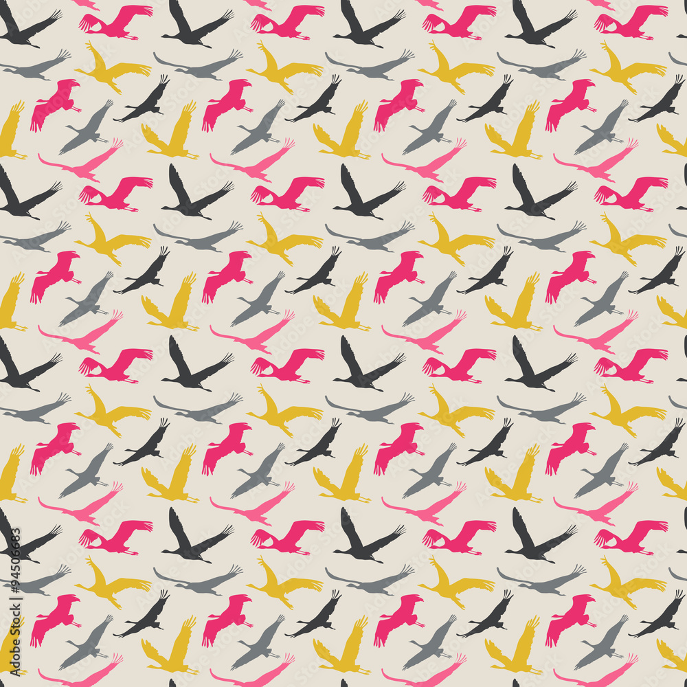Seamless pattern of flying birds. Seamless pattern of flying birds.